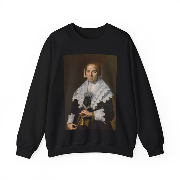 HALS, Frans - Portrait of a Woman Holding a Fan (Artwork) Crewneck Sweatshirt