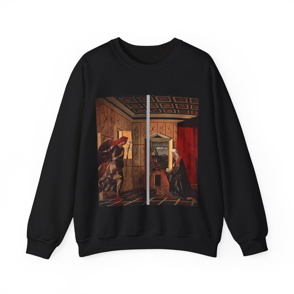 BELLINI, Giovanni - 1490-99 - Angel Announcing and Virgin Announciated (Artwork) Crewneck Sweatshirt