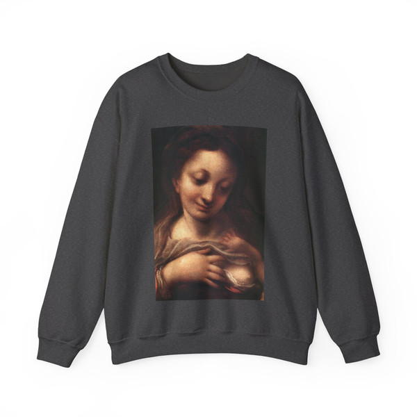 CORREGGIO - Virgin and Child with an Angel (detail) (Artwork) Crewneck Sweatshirt