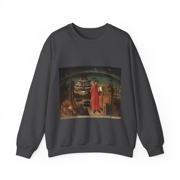 DOMENICO di Michelino - Dante and the Three Kingdoms (Artwork) Crewneck Sweatshirt