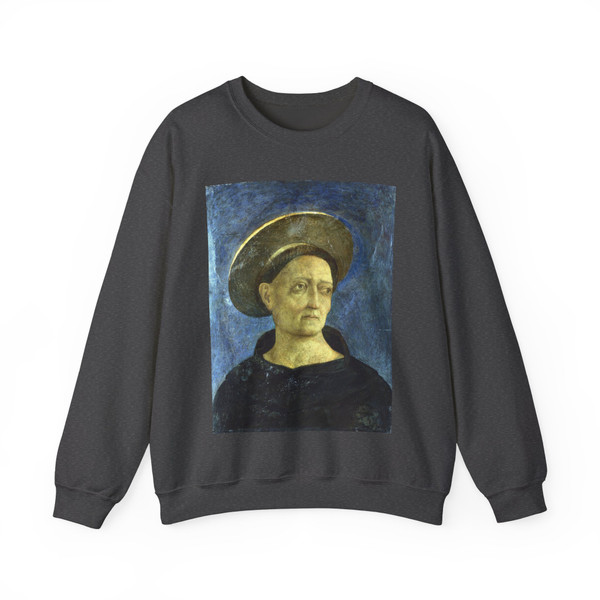 Domenico Veneziano - Head of a Tonsured, Beardless Saint (Artwork) Crewneck Sweatshirt