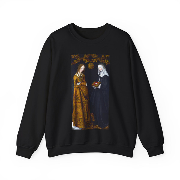 CRANACH, Lucas the Elder - Saints Christina and Ottilia (Artwork) Crewneck Sweatshirt