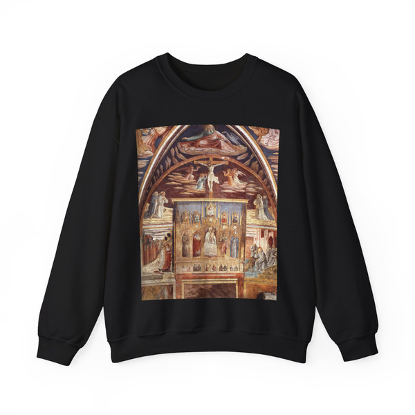GOZZOLLI, Benozzo - Madonna and Child Surrounded by Saints (Artwork) Crewneck Sweatshirt