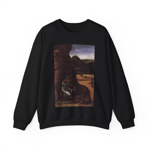 BELLINI, Giovanni - 1459 - St Jerome in the Desert (Artwork) Crewneck Sweatshirt