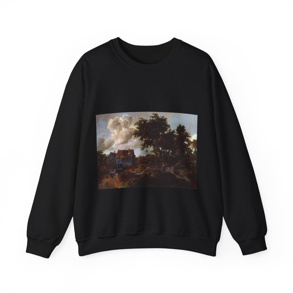 HOBBEMA, Meyndert - A Watermill beside a Woody Lane (Artwork) Crewneck Sweatshirt