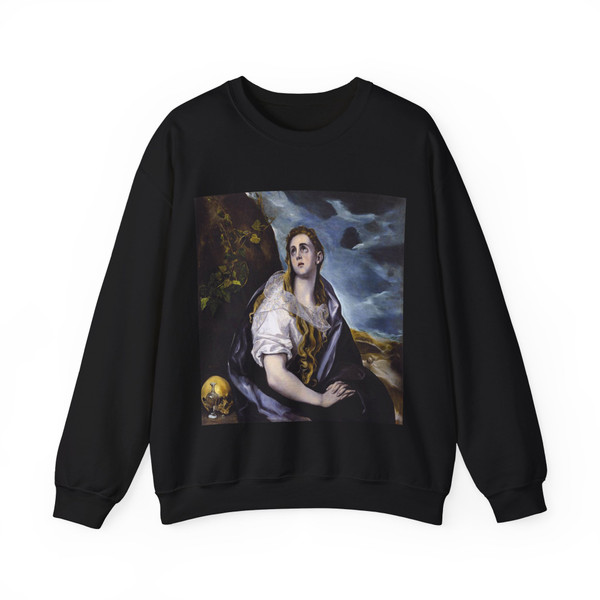 GRECO, El -1576-80- Mary Magdalen in Penitence (Artwork) Crewneck Sweatshirt