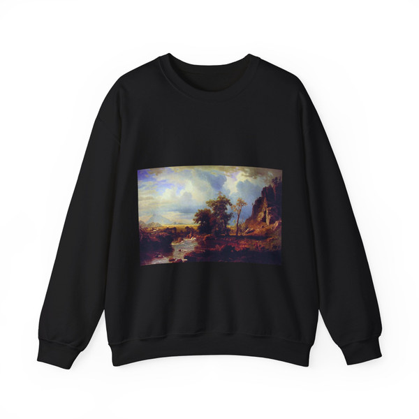 BIERSTADT, Albert - North Fork of the Platte Nebraska (Artwork) Crewneck Sweatshirt