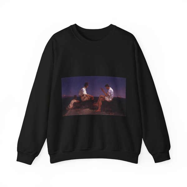 BLECHEN, Karl - Fishermen at the Gulf of Naples (Artwork) Crewneck Sweatshirt