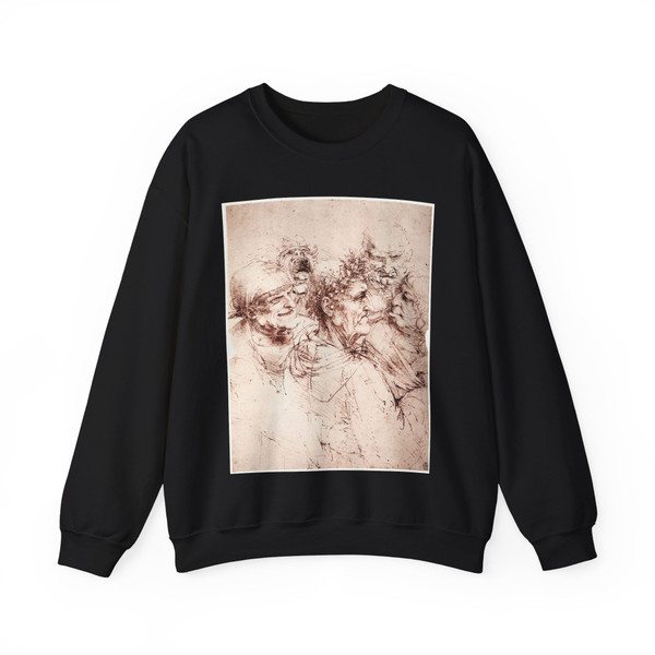 LEONARDO da Vinci - Study of five grotesque heads (Artwork) Crewneck Sweatshirt