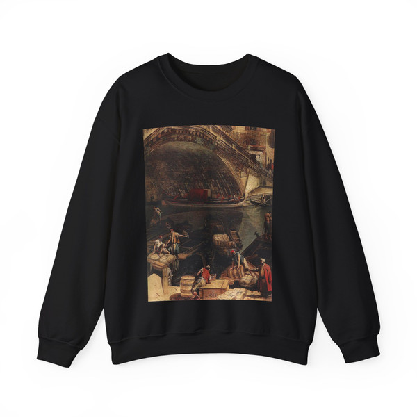 MARIESCHI, Michele - The Rialto Bridge in Venice (detail) (Artwork) Crewneck Sweatshirt