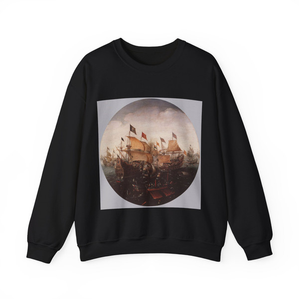 ANTHONISZ, Aert - Sea Battle between Dutch and Spanish Boats (Artwork) Crewneck Sweatshirt