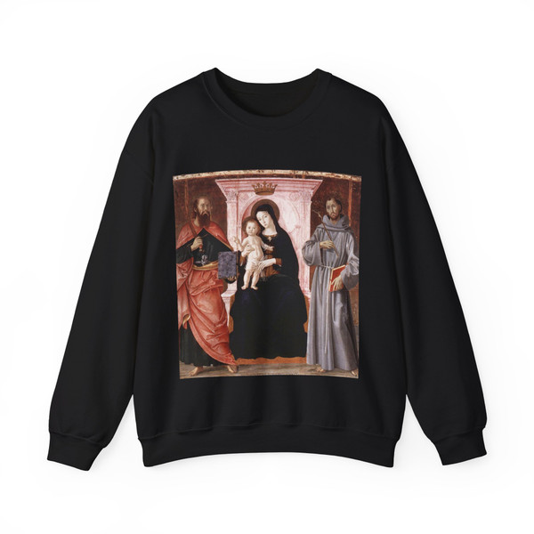 ANTONIAZZO Romano - Madonna Enthroned with the Infant Christ and Saints (Artwork) Crewneck Sweatshirt