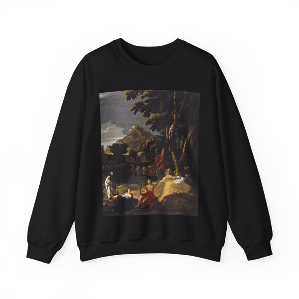 POUSSIN, Nicolas - Landscape with Orpheus and Euridice (detail) (Artwork) Crewneck Sweatshirt