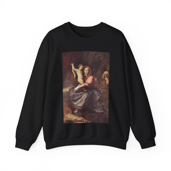 PUGET, Pierre -painting- The Holy Family at the Palm-tree (Artwork) Crewneck Sweatshirt