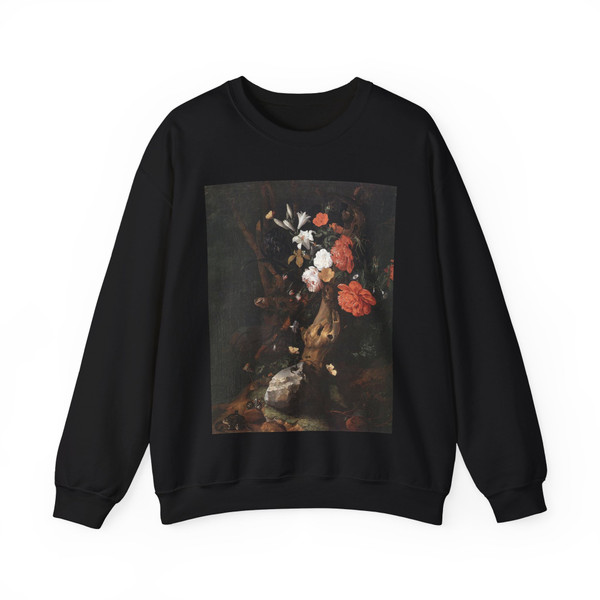 RUYSCH, Rachel - Flowers on a Tree Trunk (Artwork) Crewneck Sweatshirt