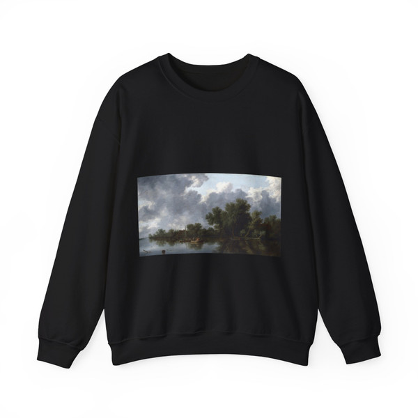 RUISDAEL, Salomon van - River Scene (Artwork) Crewneck Sweatshirt