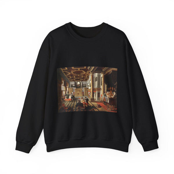 BASSEN, Bartholomeus van - Renaissance Interior with Banqueters (Artwork) Crewneck Sweatshirt