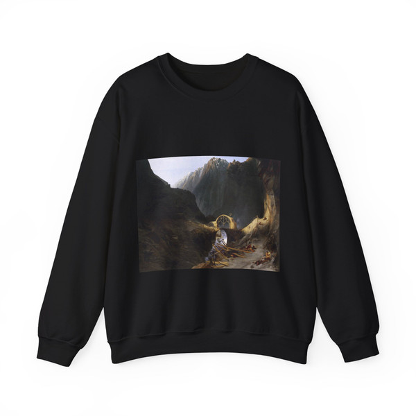 BLECHEN, Karl - Building the Devil's Bridge (Artwork) Crewneck Sweatshirt