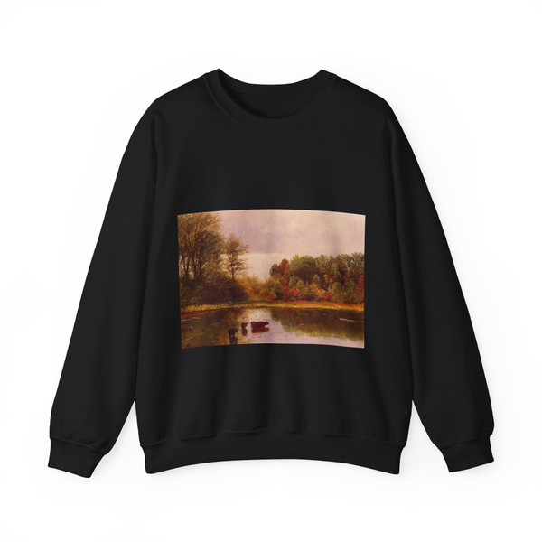 BIERSTADT, Albert - Cows Watering in a Landscape (Artwork) Crewneck Sweatshirt