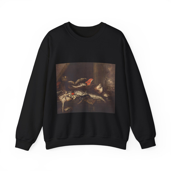 BEYEREN, Abraham van - Still-life with Fishes (Artwork) Crewneck Sweatshirt