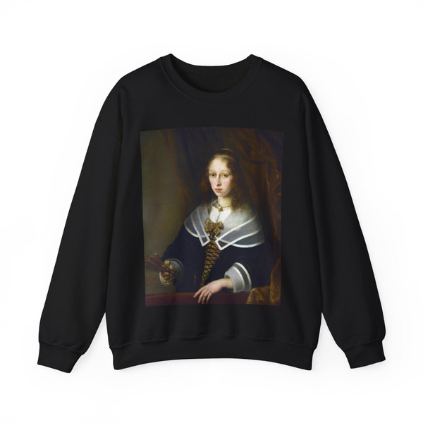 BOL, Ferdinand - A Lady with a Fan (Artwork) Crewneck Sweatshirt