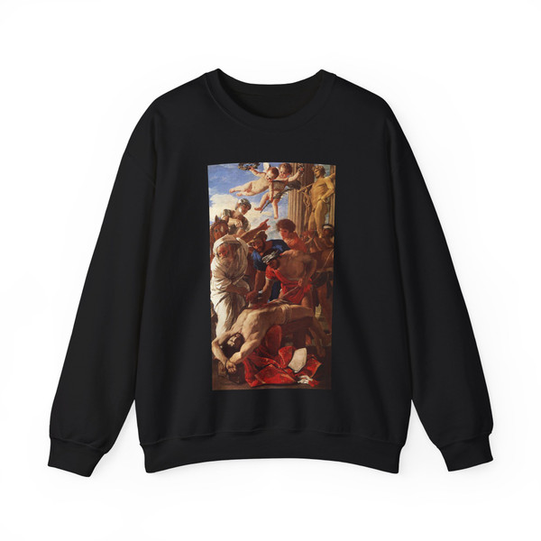 POUSSIN, Nicolas - The Martyrdom of St Erasmus (Artwork) Crewneck Sweatshirt