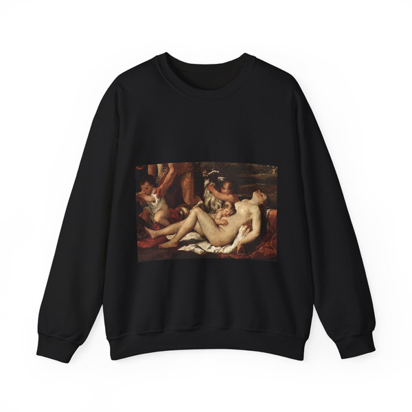 POUSSIN, Nicolas - The Nurture of Bacchus d (Artwork) Crewneck Sweatshirt