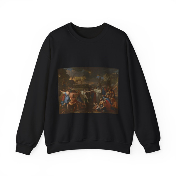 POUSSIN, Nicolas - The Adoration of the Golden Calf (Artwork) Crewneck Sweatshirt