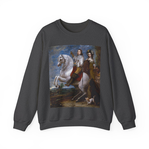 COQUES, Gonzales - Equestrian Portrait of a Couple (Artwork) Crewneck Sweatshirt
