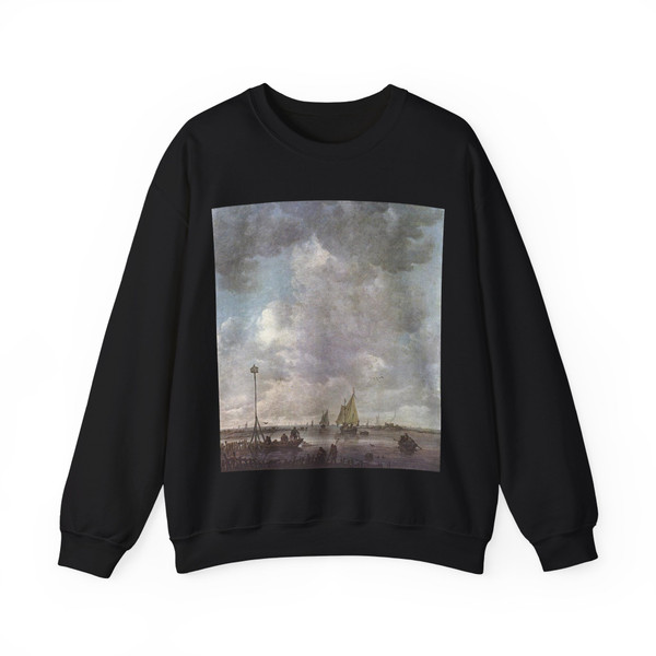 GOYEN, Jan van - Marine Landscape with Fishermen (Artwork) Crewneck Sweatshirt