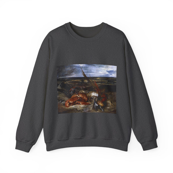 DELACROIX, EUGENE - Still-Life with Lobster (Artwork) Crewneck Sweatshirt