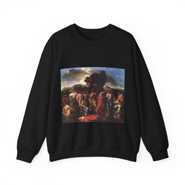 POUSSIN, Nicolas - The Sacrament of Baptism (Artwork) Crewneck Sweatshirt