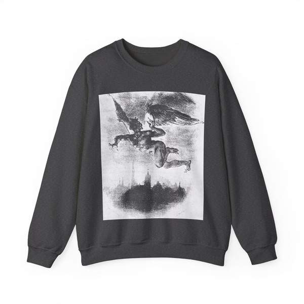 DELACROIX, EUGENE - Mephistopheles Over Wittenberg (Artwork) Crewneck Sweatshirt