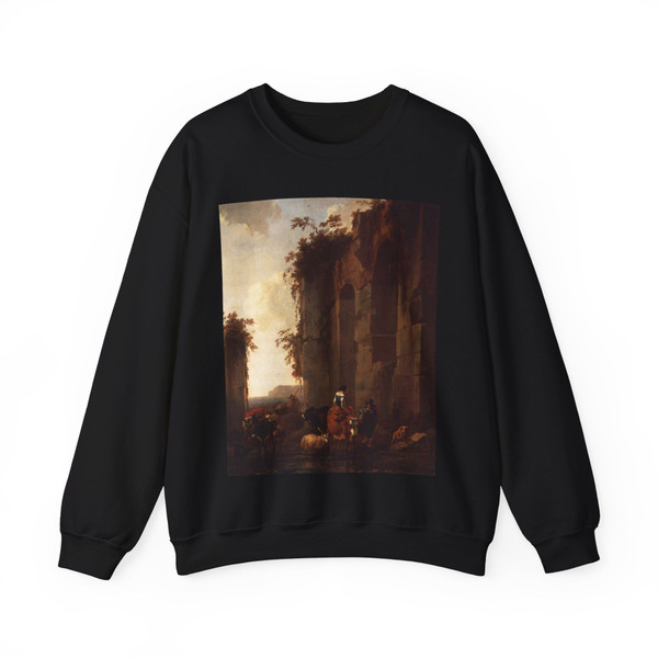 BERCHEM, Nicolaes - Ruins in Italy (Artwork) Crewneck Sweatshirt