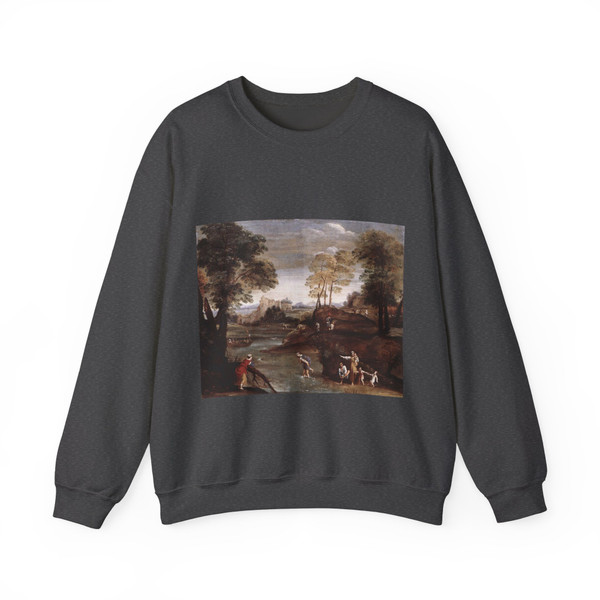 DOMENICHINO - Landscape with Ford (Artwork) Crewneck Sweatshirt