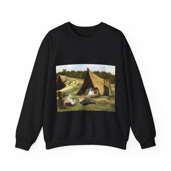 BIERSTADT, Albert - Indian Camp (Artwork) Crewneck Sweatshirt