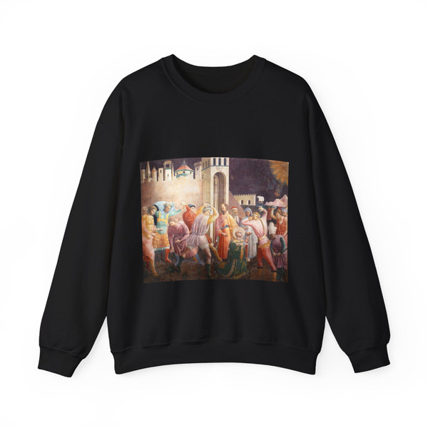 UCCELLO, Paolo - Stoning of St Stephen (Artwork) Crewneck Sweatshirt