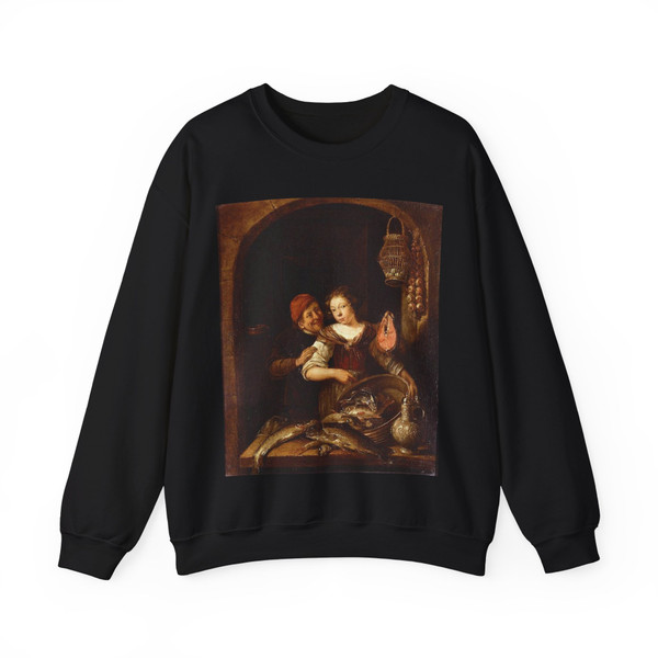 BATTEM, Gerrit van - Domestic Scene (Artwork) Crewneck Sweatshirt