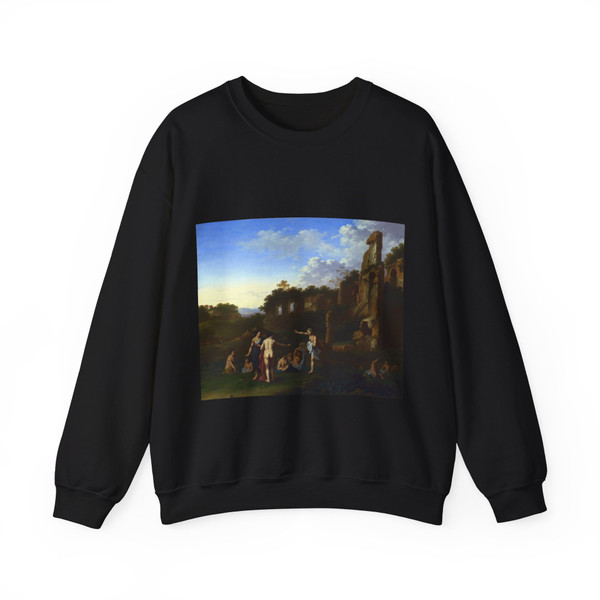 POELENBURGH, Cornelis van - Women bathing in a Landscape (Artwork) Crewneck Sweatshirt