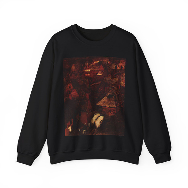 BRUEGEL, Pieter the Elder - 07.Months Series - Gloomy Day (detail)4 (Artwork) Crewneck Sweatshirt