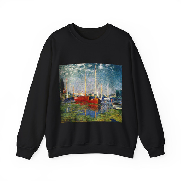 MONET, Claude - The Red Boats Argenteuil (Artwork) Crewneck Sweatshirt