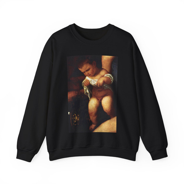 TIZIANO Vecellio - Bacchanal of the Andrians (detail) (Artwork) Crewneck Sweatshirt