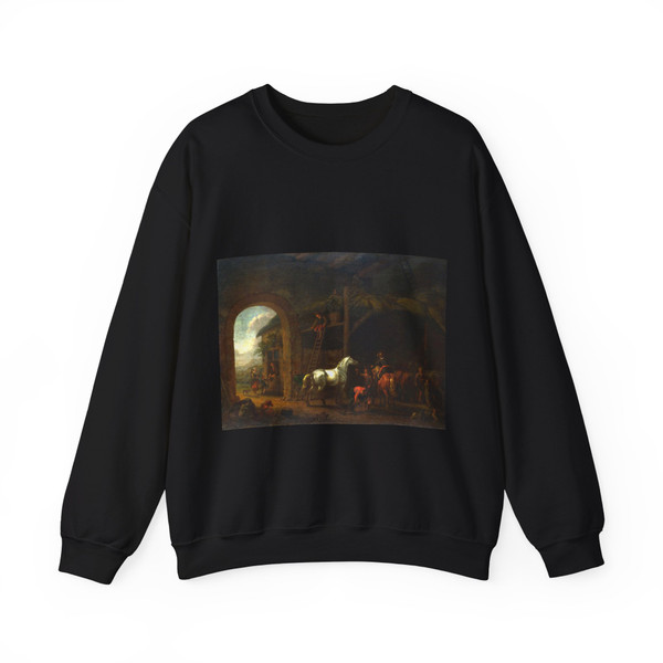 CALRAET, Abraham van - The Interior of a Stable (Artwork) Crewneck Sweatshirt