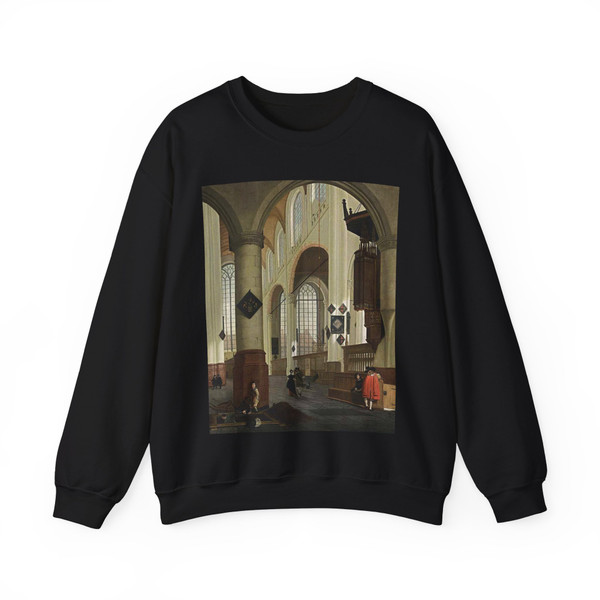 MAN, Cornelis de - Interior of the Oude Kerk in Delft (Artwork) Crewneck Sweatshirt