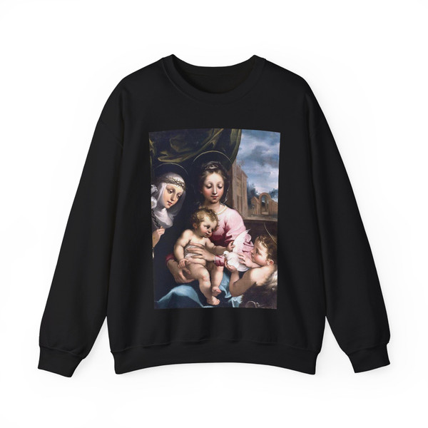 MANETTI, Rutilio - Madonna and Child with the Infant St John the Baptist and St Catherine of Siena (Artwork) Crewneck Sweatshirt