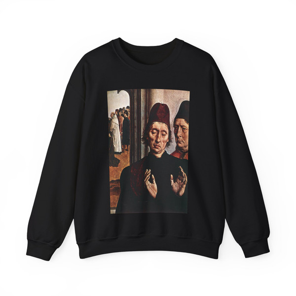 BOUTS, Dieric the Elder - Winged Altarpieces - The Ordeal by Fire (detail)3 (Artwork) Crewneck Sweatshirt