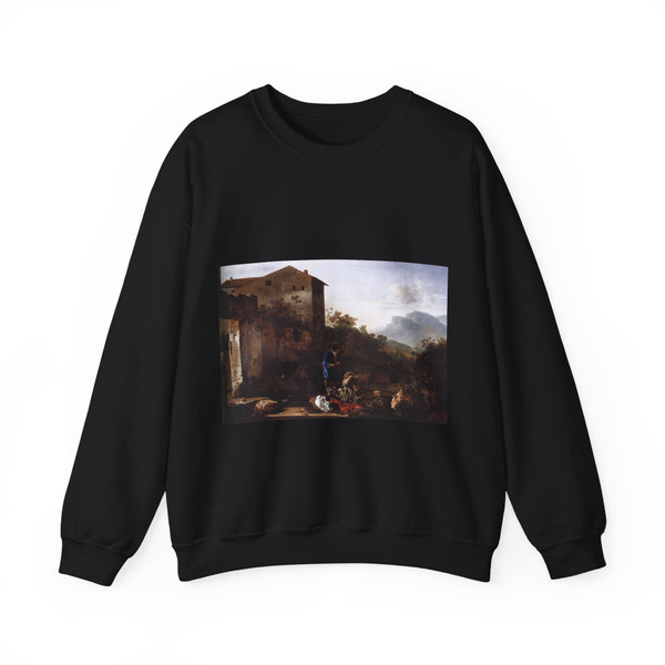 PYNACKER, Adam - Landscape with a Goatherd (Artwork) Crewneck Sweatshirt