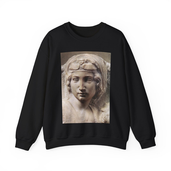 MICHELANGELO, Buonarroti - Madonna (Tondo Pitti), detail (Artwork) Crewneck Sweatshirt