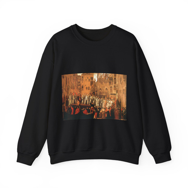 MANSUETI, Giovanni - Miracle of the Relic of the Holy Cross in Campo San Lio (Artwork) Crewneck Sweatshirt