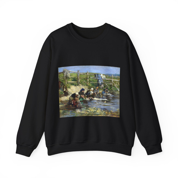 BOUDIN, Eugene - Laundresses by a Stream (Artwork) Crewneck Sweatshirt